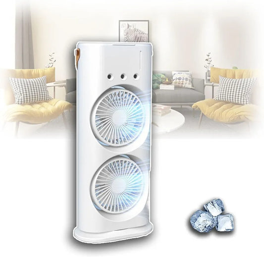 Dual Cooling Desktop Air Cooler with 90° Rotation & RGB Lights