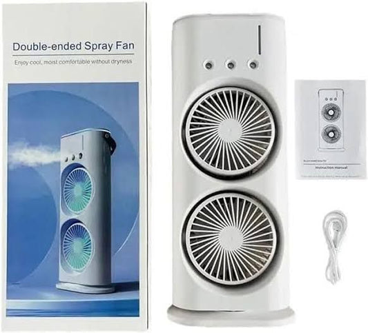 Dual Cooling Desktop Air Cooler with 90° Rotation & RGB Lights