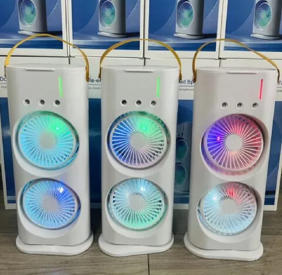 Dual Cooling Desktop Air Cooler with 90° Rotation & RGB Lights