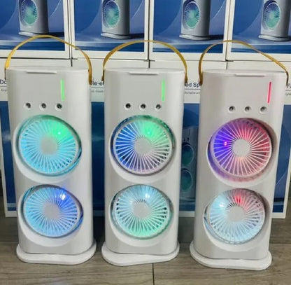 Dual Cooling Desktop Air Cooler with 90° Rotation & RGB Lights
