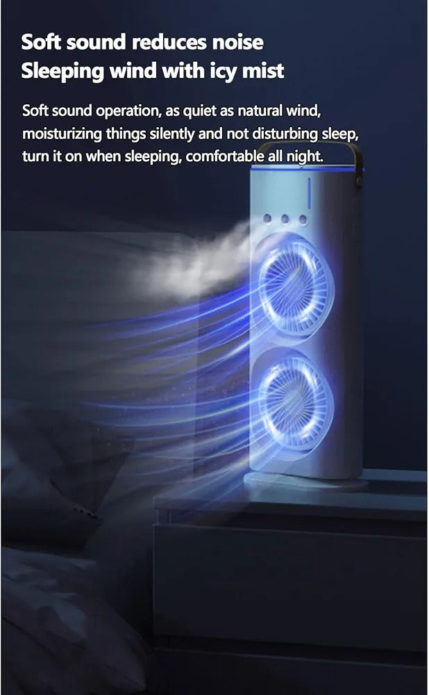 Dual Cooling Desktop Air Cooler with 90° Rotation & RGB Lights