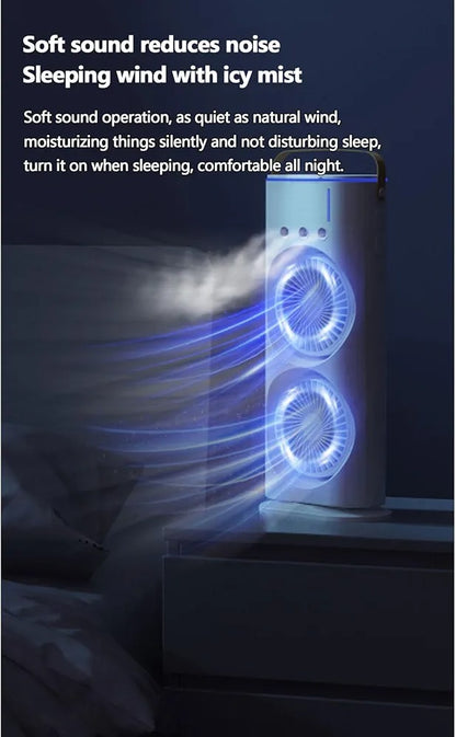 Dual Cooling Desktop Air Cooler with 90° Rotation & RGB Lights