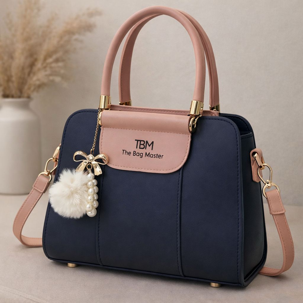 The Bag Master: The "Clarisse" Structured Bicolor Satchel with Pearl & Faux-Fur Accent
