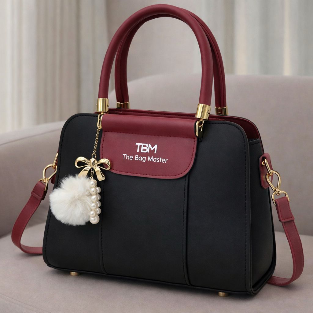 The Bag Master: The "Clarisse" Structured Bicolor Satchel with Pearl & Faux-Fur Accent